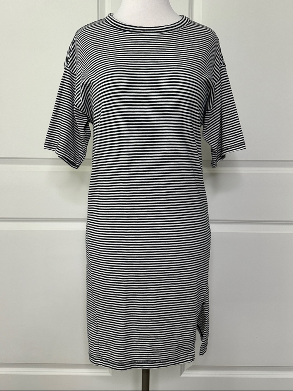 Rag & Bone Striped Tee Shirt Dress Pima Cotton Black White Size Small
